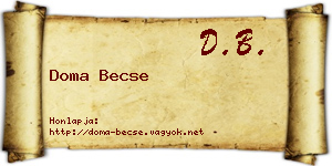 Doma Becse névjegykártya